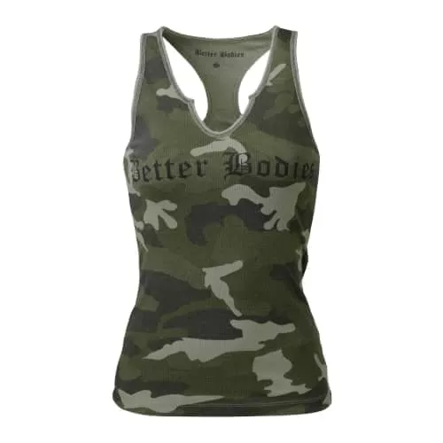 Better Bodies V-neck slub tee, женская футболка зеленый камуфляж