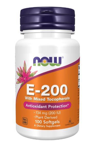 NOW Vitamin E-200 Mixed TOC 100 sgels фото