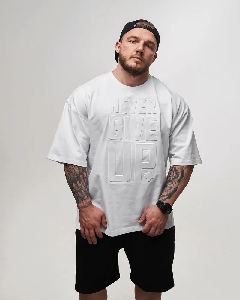 Master of Gains Футболка NEVER GIVE UP Белая