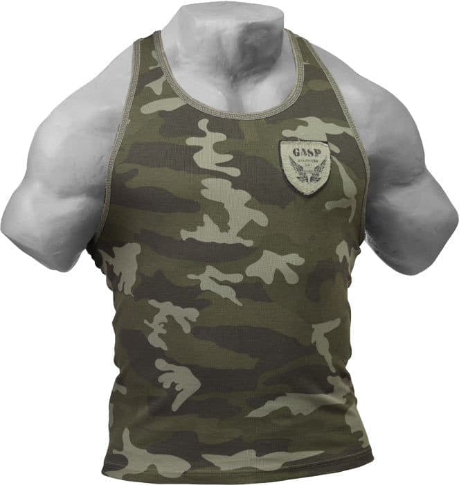 Майка тренировочная GASP Utility rib T-back зеленый камуфляж