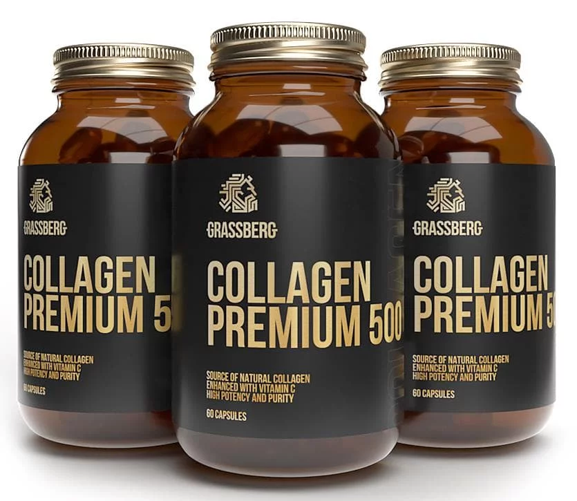 GRASSBERG Collagen Premium 500mg + Vit C 40mg 60 caps фото