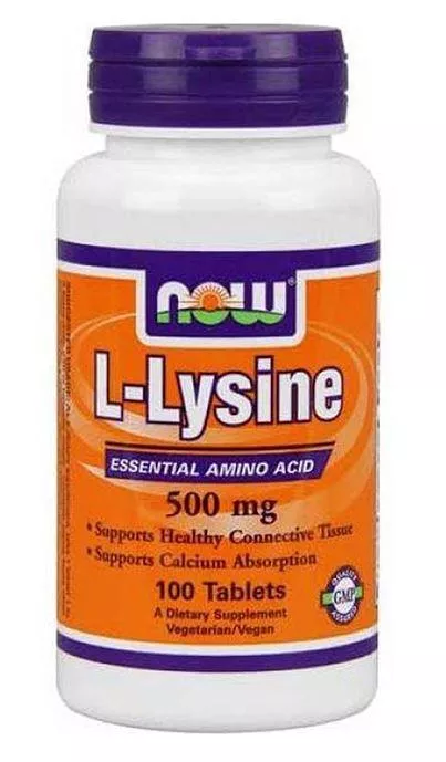 NOW L-Lysine 500 mg 100 tabs фото